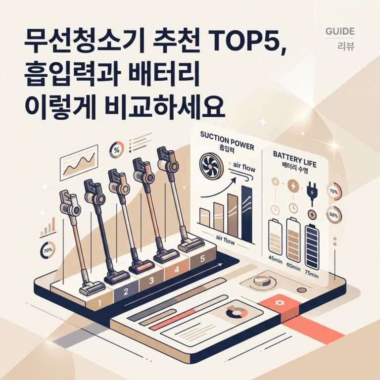 무선청소기 추천 TOP5, 흡입력과 배터리 이렇게 비교하세요