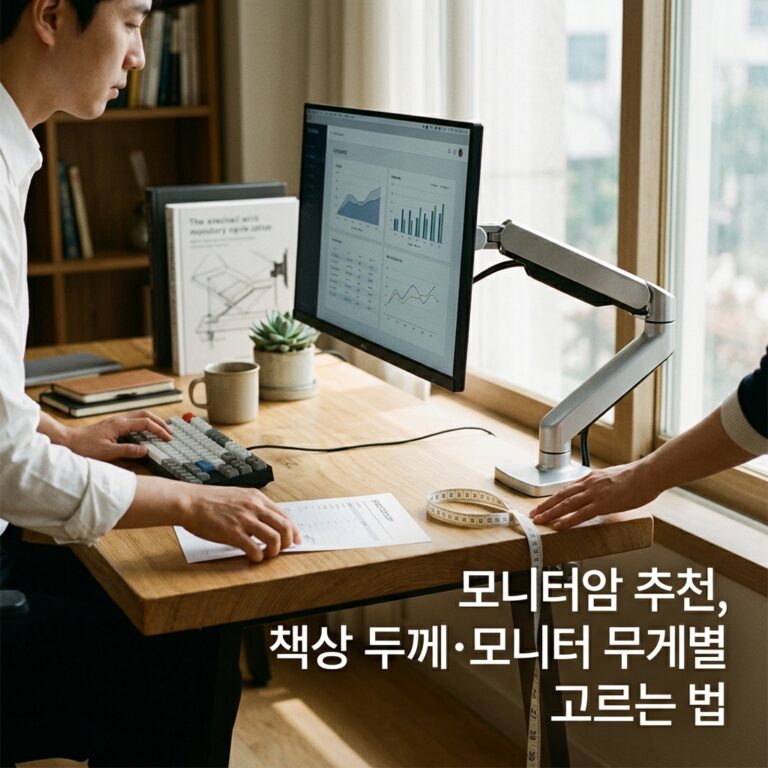 모니터암 추천, 책상 두께·모니터 무게별 고르는 법